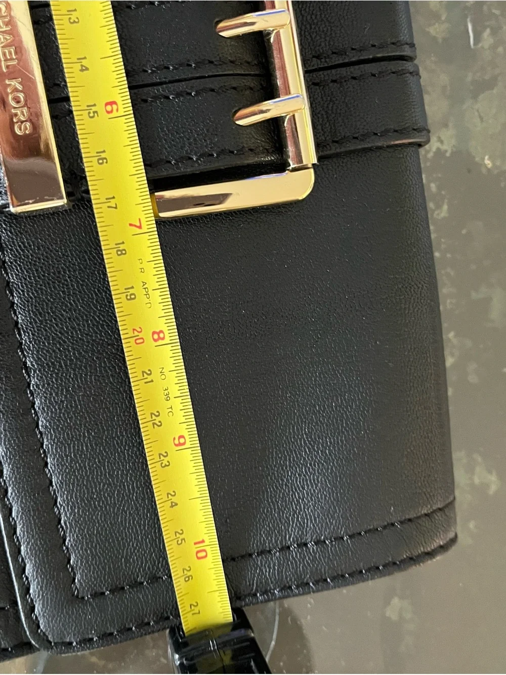 Vintage Michael Kors Black Leather Buckle Continental Wallet with Gold Hardware